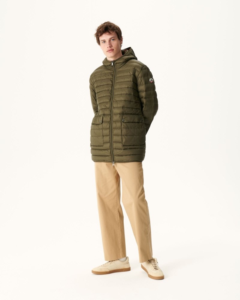 Olive JOTT Luc Long Men's Down Jackets | MBQ-1242