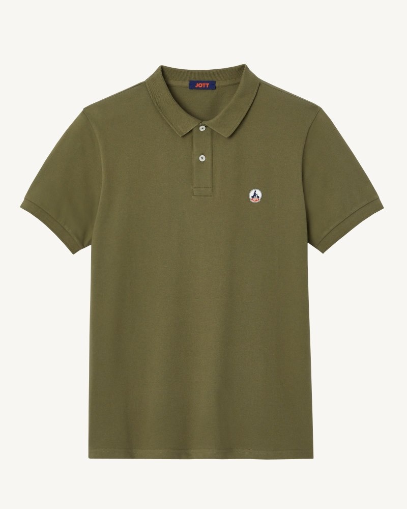 Olive JOTT Marbella Organic Cotton Men's Polo Shirts | NLO-7712