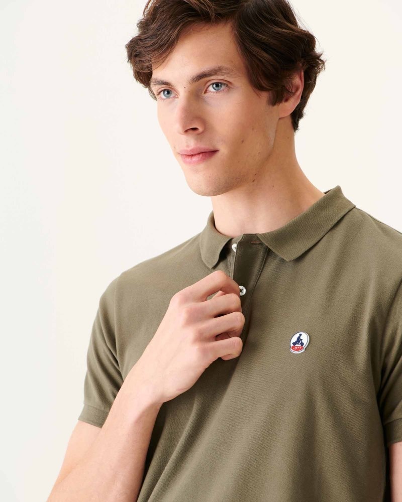 Olive JOTT Marbella Organic Cotton Men's Polo Shirts | NLO-7712