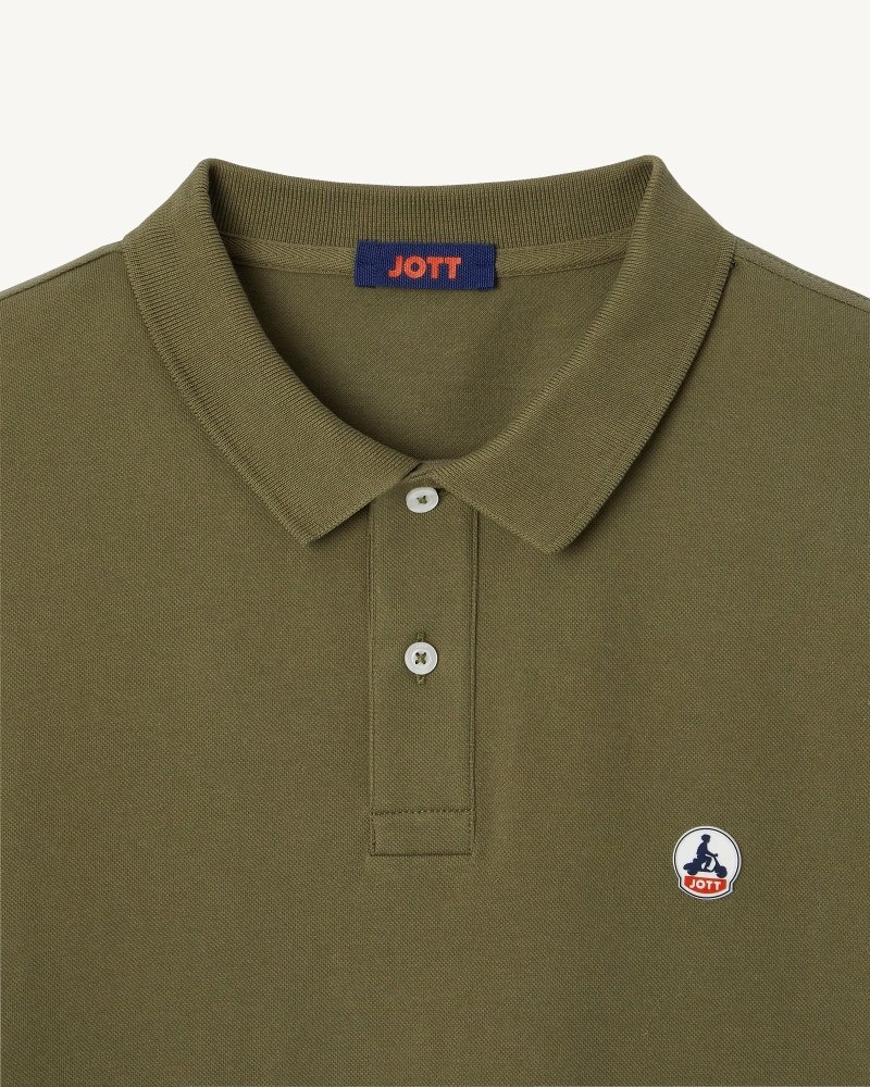 Olive JOTT Marbella Organic Cotton Men's Polo Shirts | NLO-7712