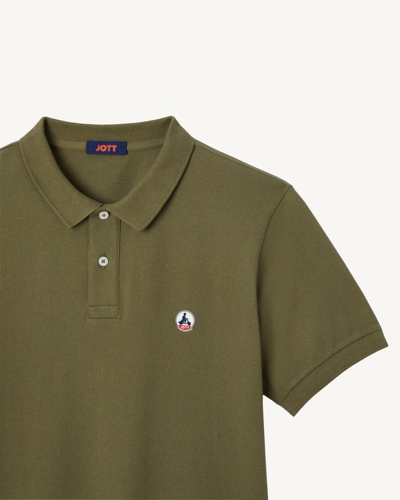 Olive JOTT Marbella Organic Cotton Men's Polo Shirts | NLO-7712