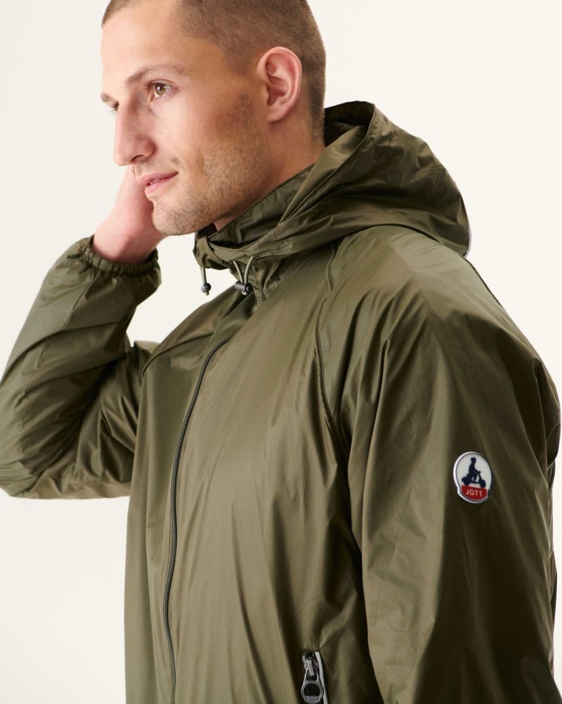 Olive JOTT Mistral Hooded Men's Windbreaker | FOV-0116