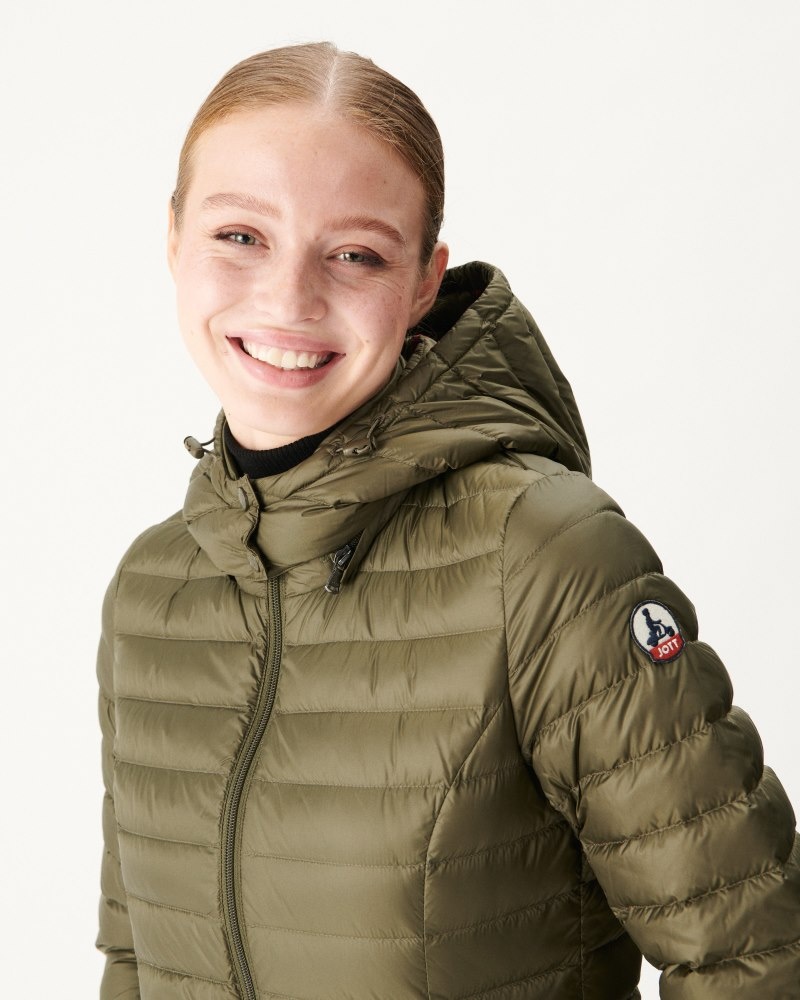 Olive JOTT Nour Hooded Women's Puffer Jackets | EMI-5320