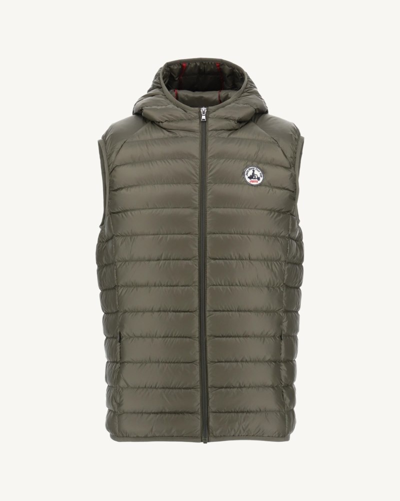 Olive JOTT Pat Hooded Men's Gilet | NQB-2030