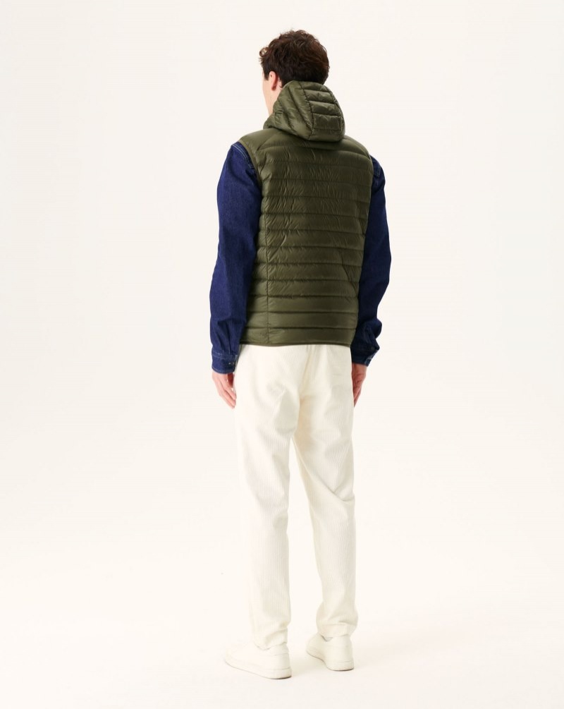 Olive JOTT Pat Hooded Men's Gilet | NQB-2030