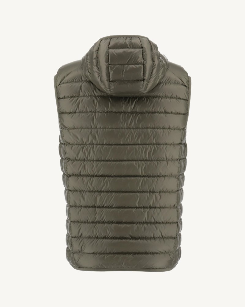 Olive JOTT Pat Hooded Men's Gilet | NQB-2030