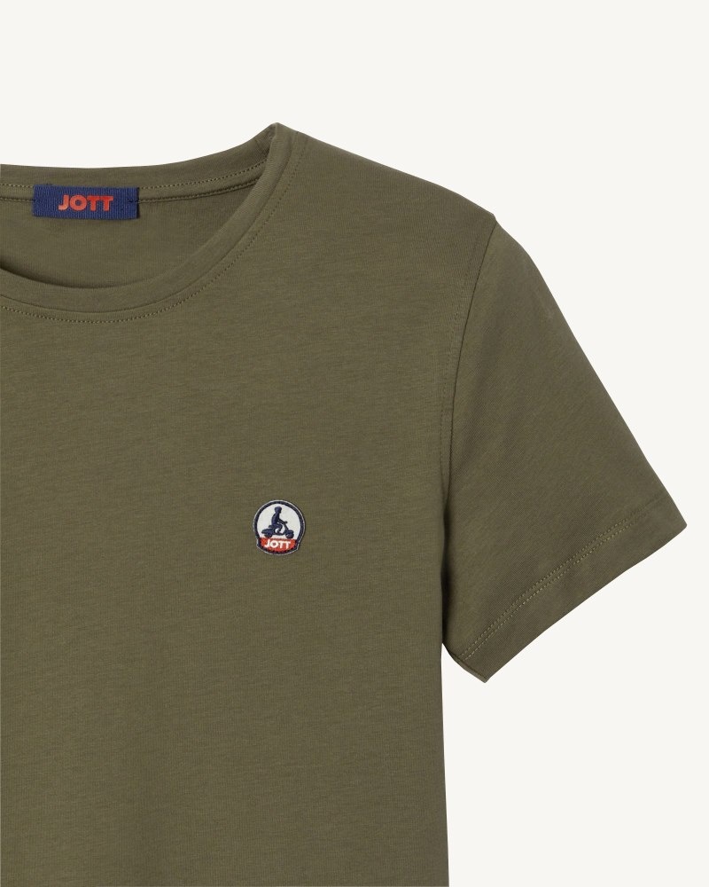 Olive JOTT Rosas Crew Neck Women's T Shirts | AAL-2059