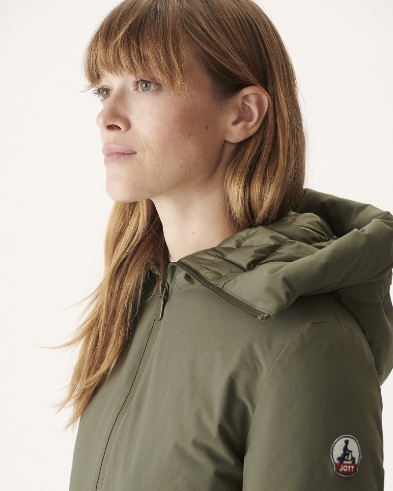 Olive JOTT Siberia Hooded Women's Puffer Jackets | WPM-9932