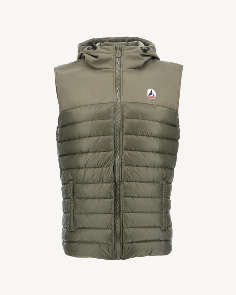 Olive JOTT Stan Sleeveless Men's Down Jackets | SLK-1065