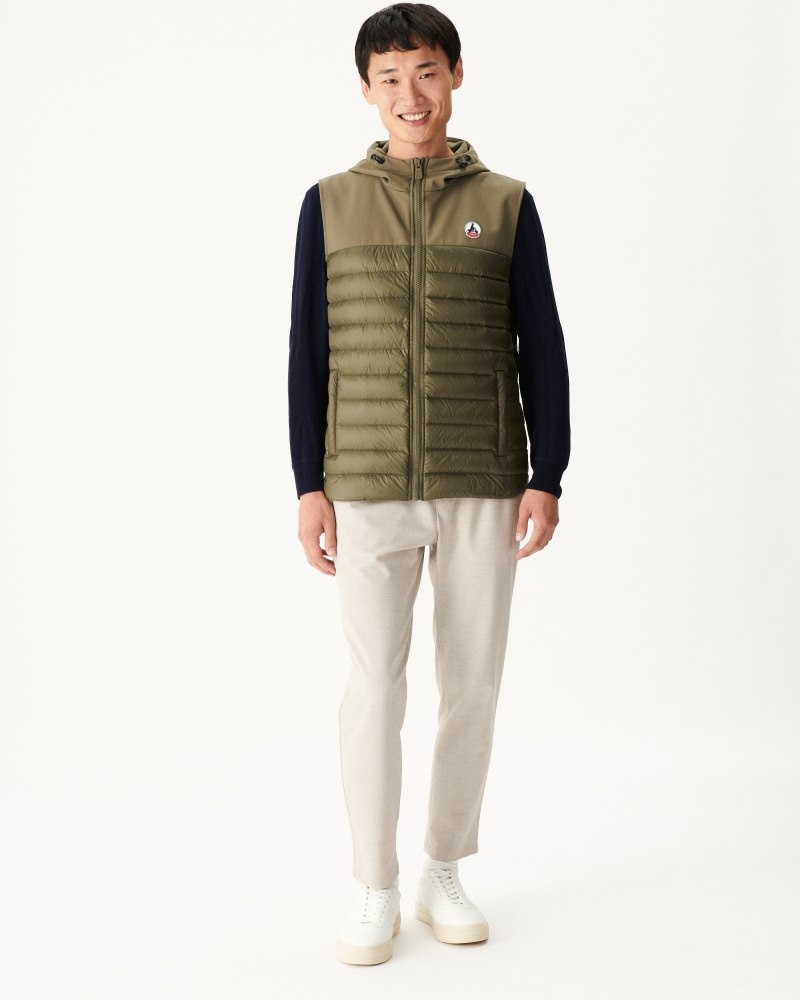 Olive JOTT Stan Sleeveless Men's Down Jackets | SLK-1065