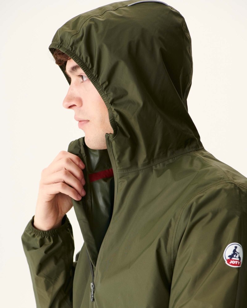 Olive JOTT Stockholm Pocketable Men's Rain Coats | JIH-5919