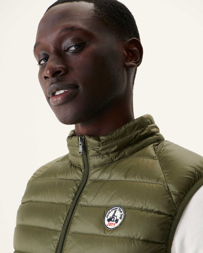 Olive JOTT Tom Sleeveless Men's Down Jackets | LSD-4139