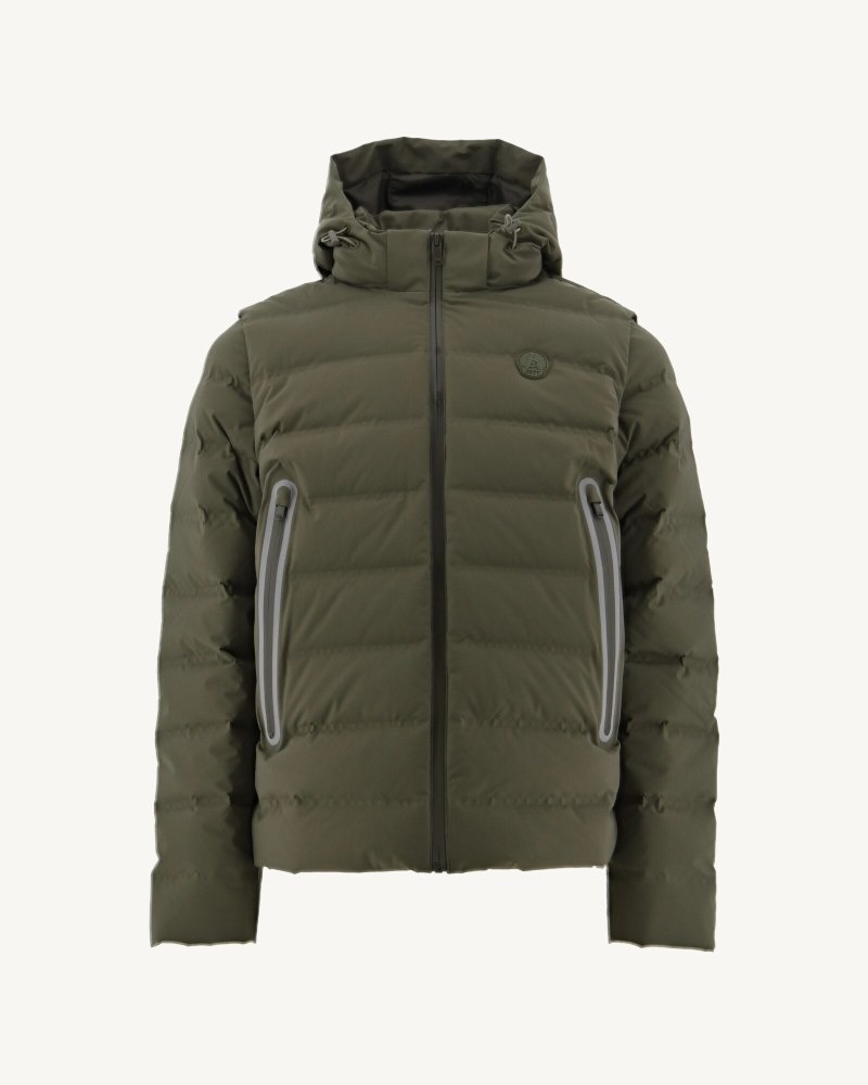 Olive JOTT Ulaan 4-in-1 Hooded Men's Puffer Jackets | TXI-1180