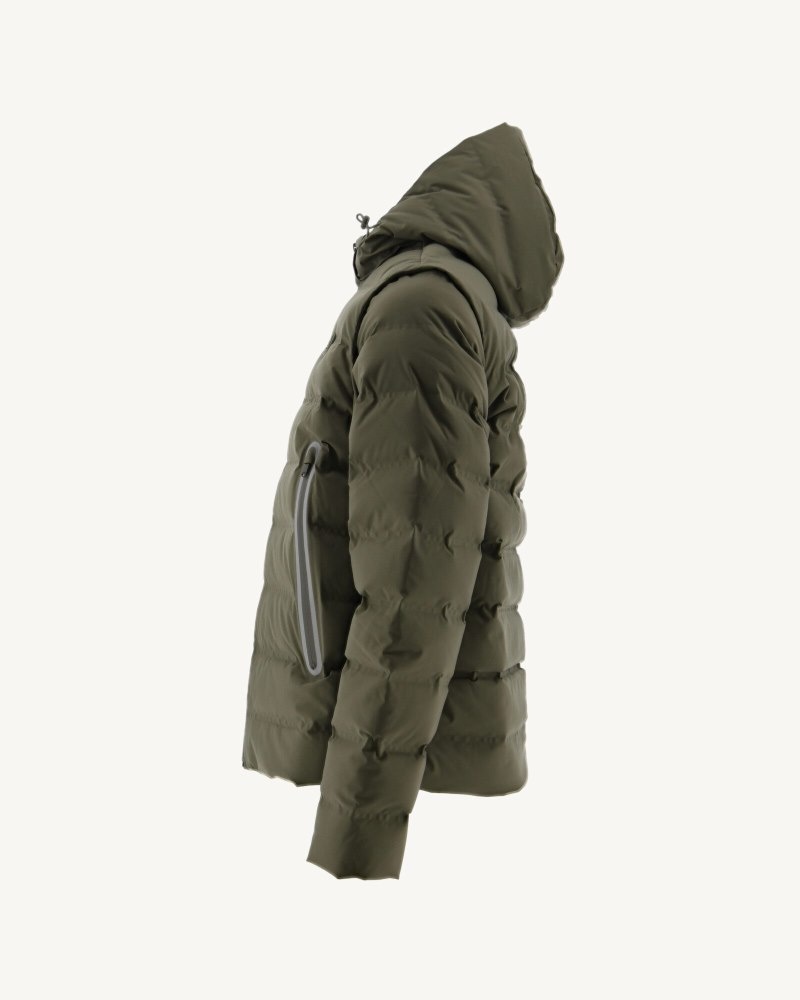 Olive JOTT Ulaan 4-in-1 Hooded Men's Puffer Jackets | TXI-1180