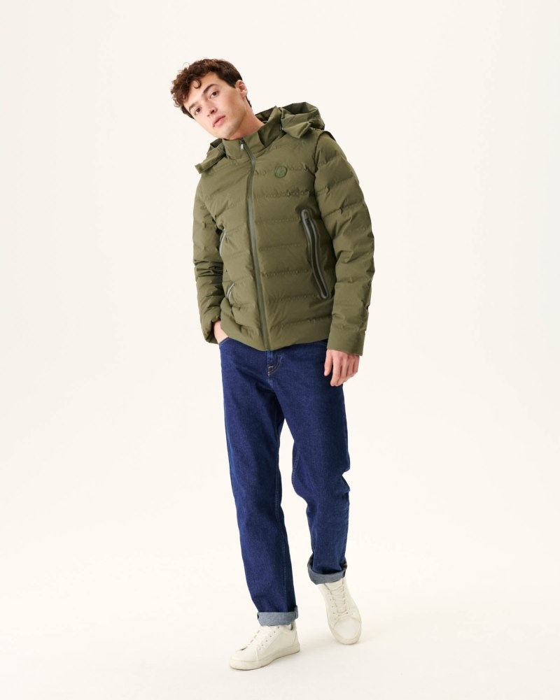 Olive JOTT Ulaan 4-in-1 Hooded Men's Puffer Jackets | TXI-1180