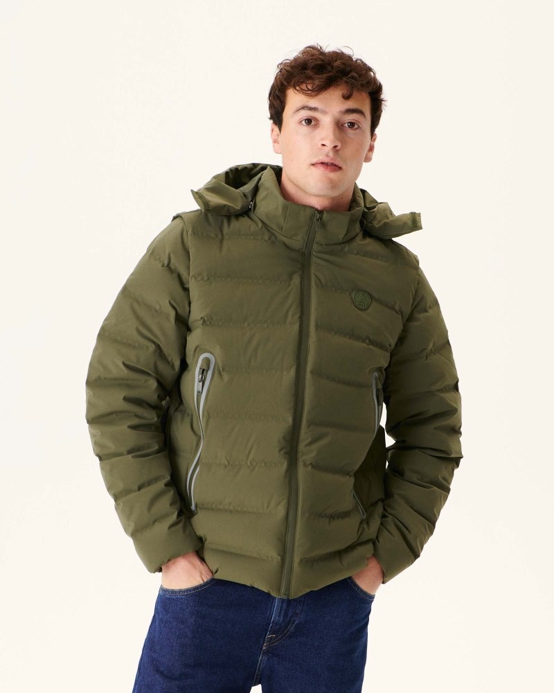 Olive JOTT Ulaan 4-in-1 Hooded Men\'s Puffer Jackets | TXI-1180