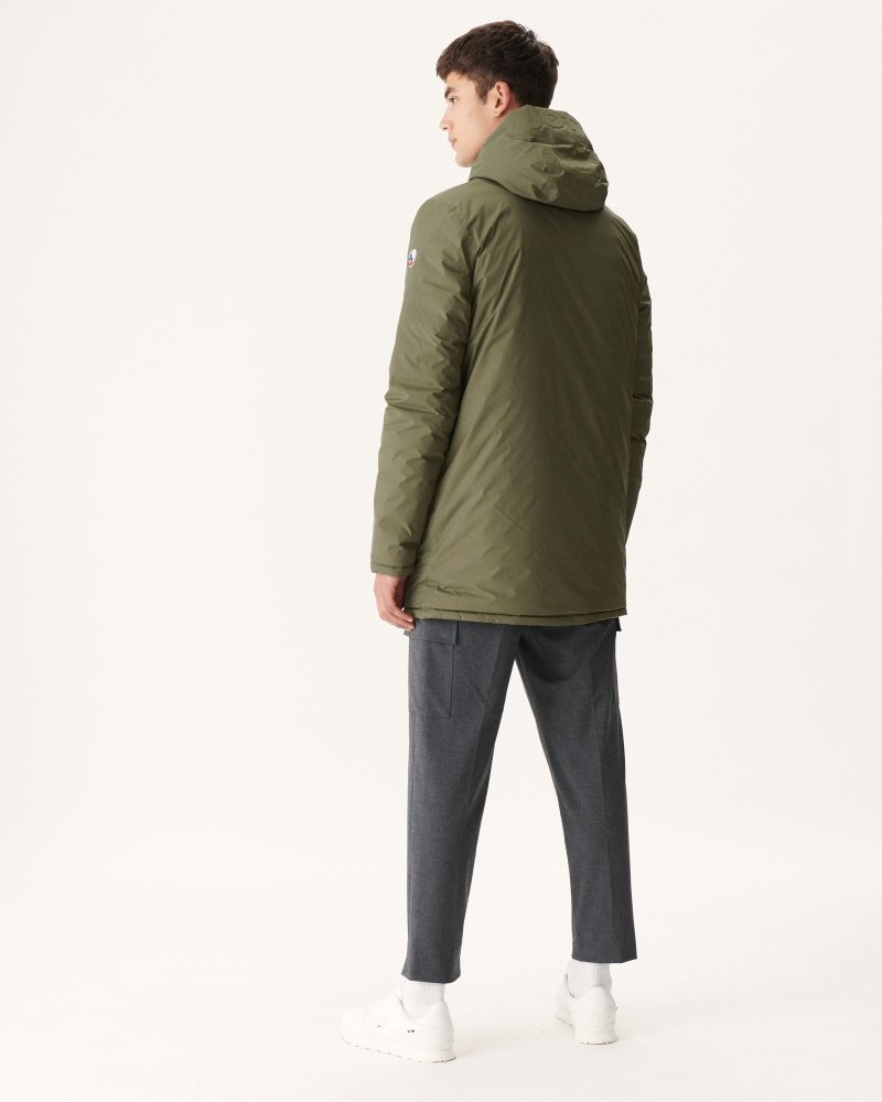 Olive / Beige JOTT Amsterdam Reversible Men's Down Jackets | WYA-2369