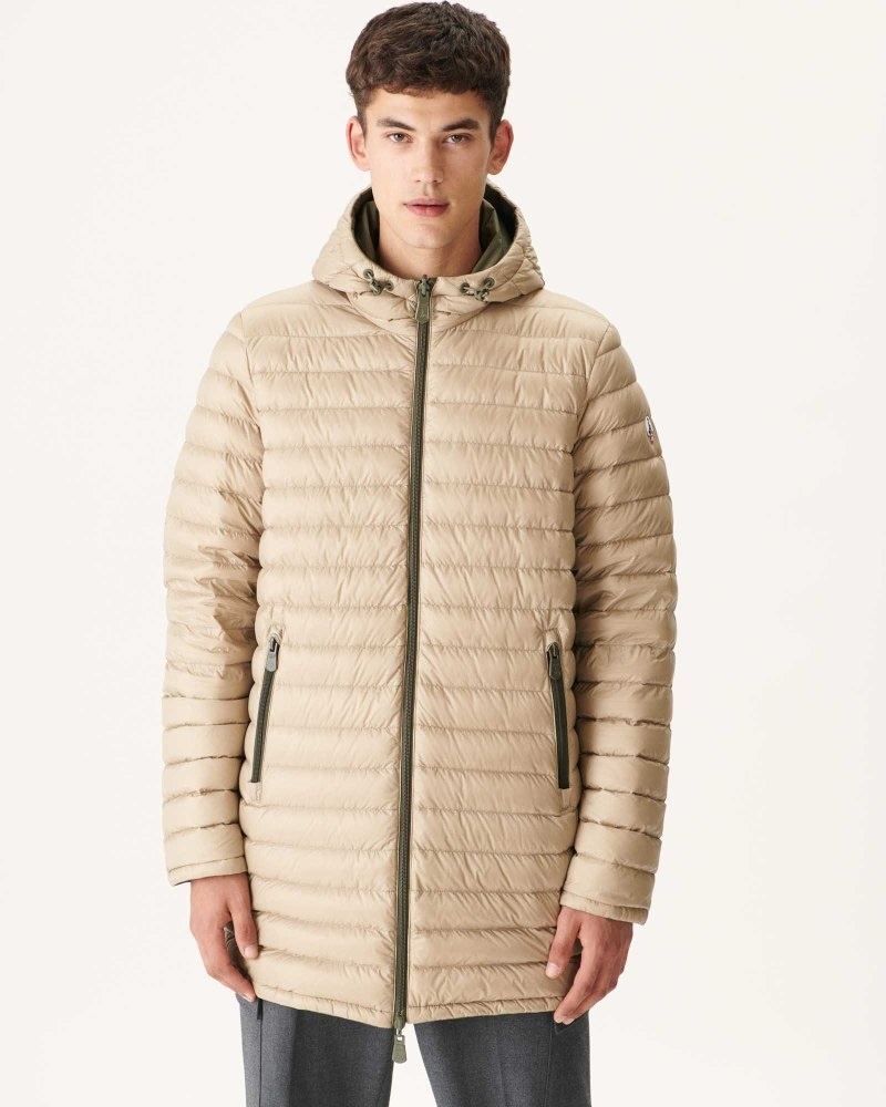 Olive / Beige JOTT Amsterdam Reversible Men's Down Jackets | WYA-2369