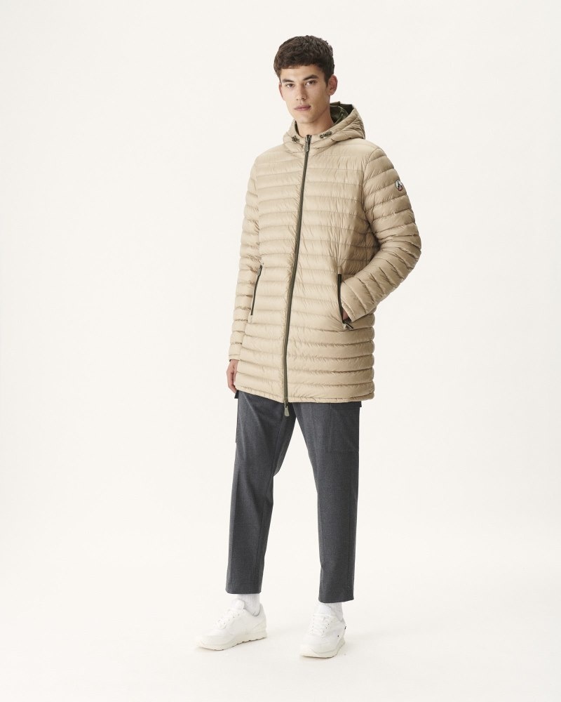 Olive / Beige JOTT Amsterdam Reversible Men's Down Jackets | WYA-2369