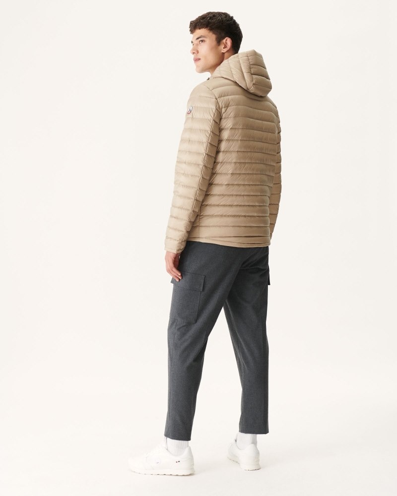 Olive / Beige JOTT Bergen Reversible Hooded Men's Puffer Jackets | FZA-8976