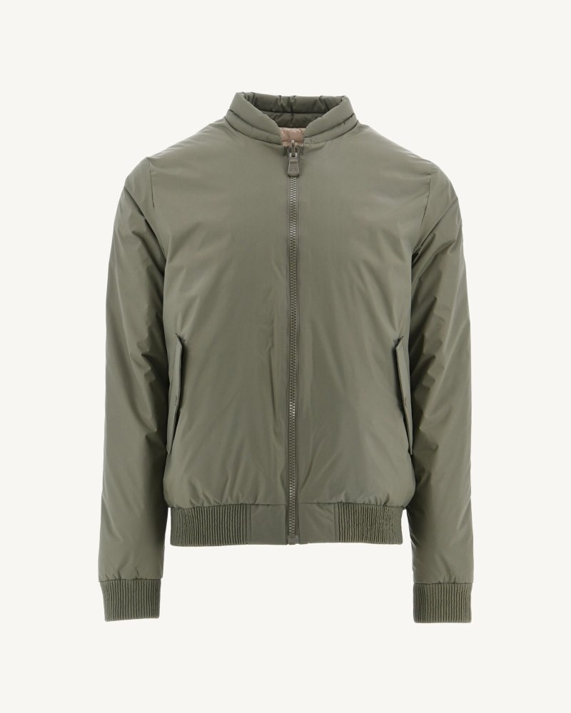 Olive / Beige JOTT Bombay Reversible Men's Down Jackets | WHF-4437