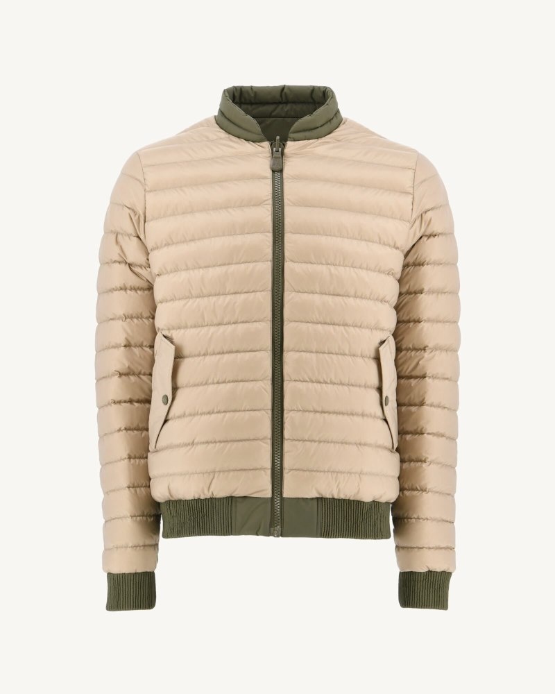 Olive / Beige JOTT Bombay Reversible Men's Down Jackets | WHF-4437