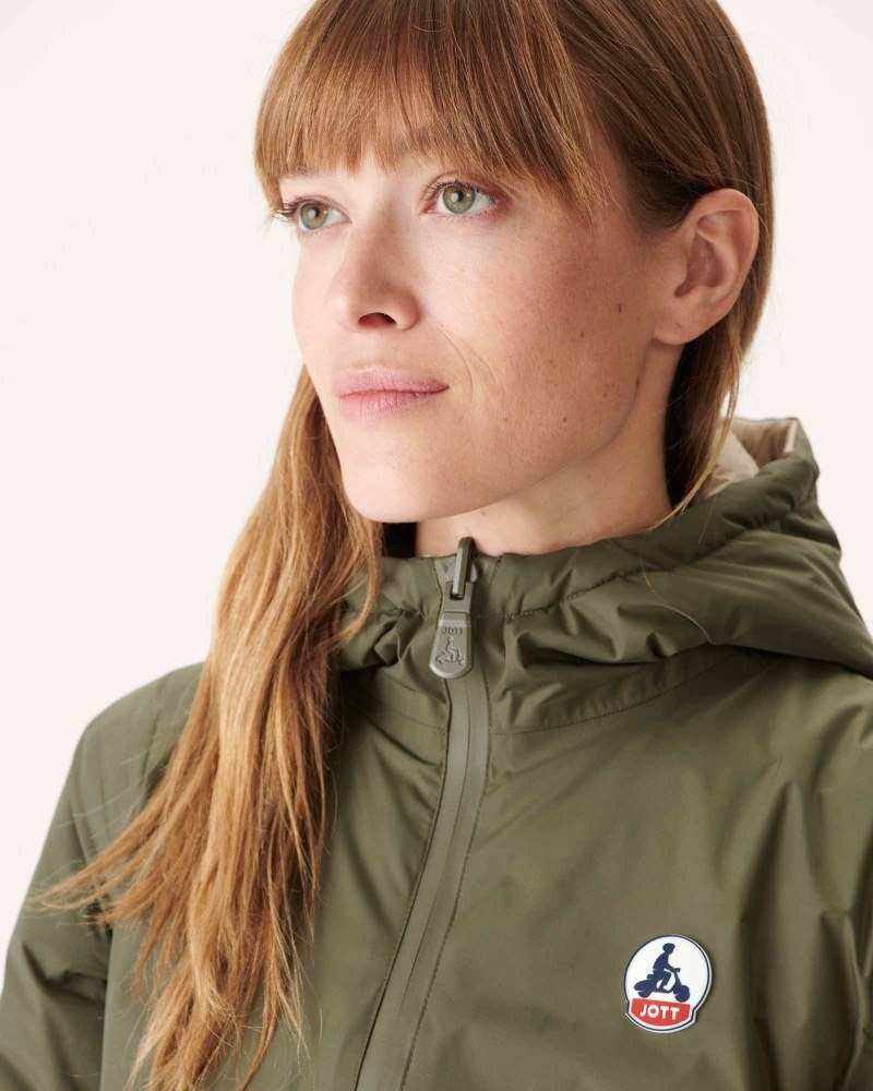 Olive / Beige JOTT Moscow Reversible Women's Down Jackets | QTM-9338