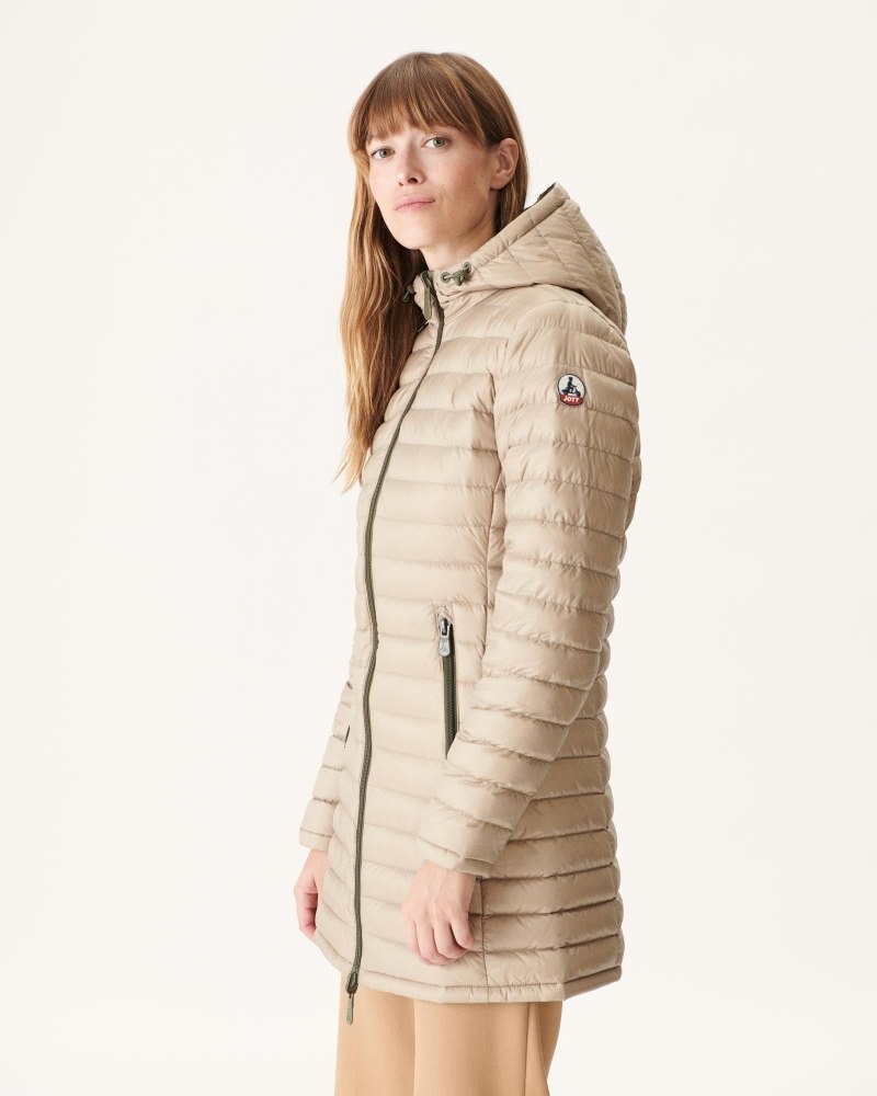 Olive / Beige JOTT Moscow Reversible Women's Down Jackets | QTM-9338