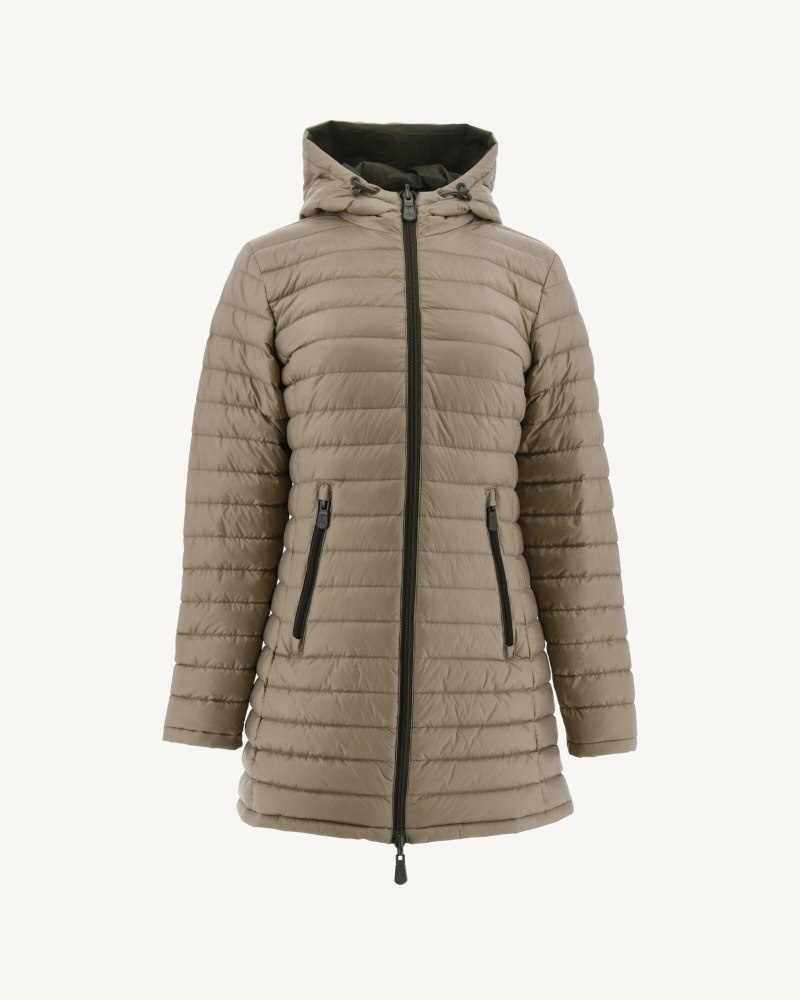 Olive / Beige JOTT Moscow Reversible Women's Down Jackets | QTM-9338