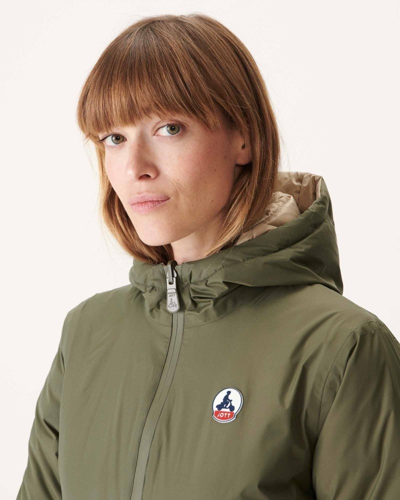 Olive / Beige JOTT Reversible Vienna Women's Down Jackets | TDJ-9998