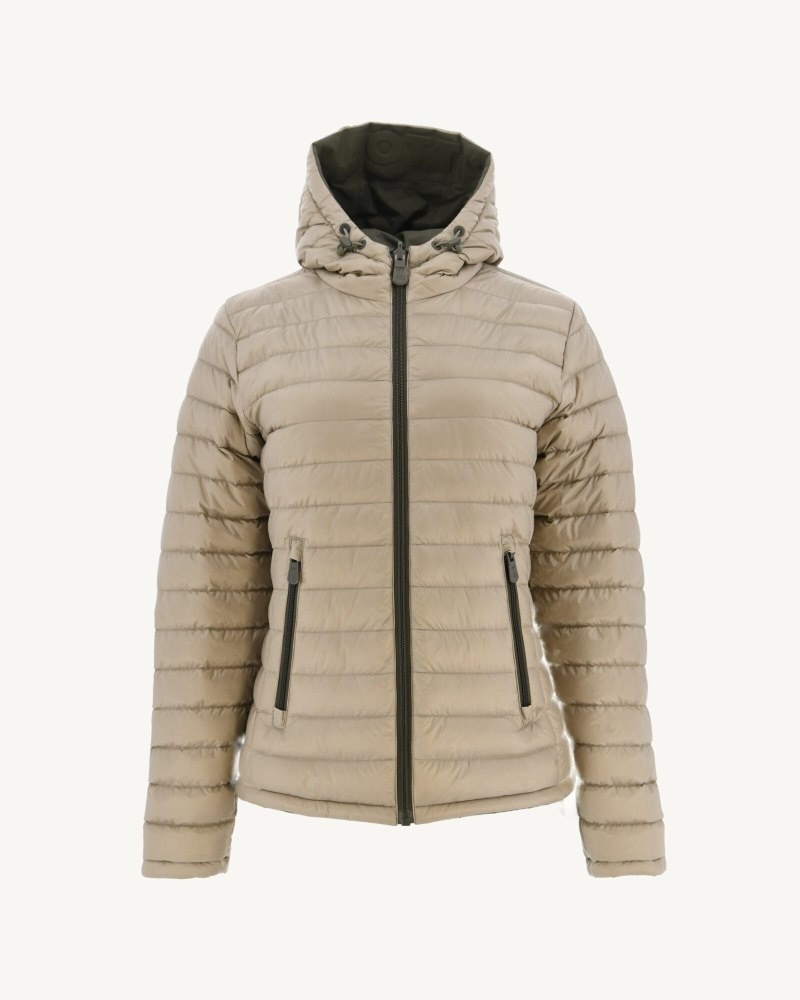 Olive / Beige JOTT Reversible Vienna Women's Down Jackets | TDJ-9998