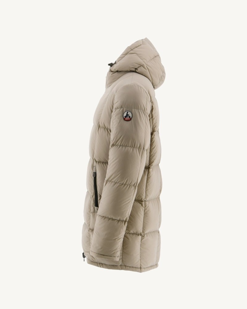 Olive / Beige JOTT Toronto Great Cold Reversible Hooded Men's Down Jackets | RAO-3551