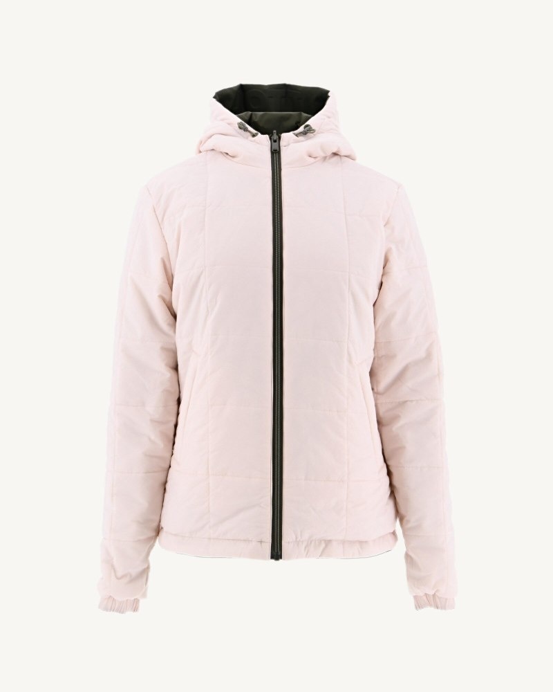 Olive / Light Pink JOTT Kara Reversible Hooded Ultralight Women's Down Jackets | UPF-9435