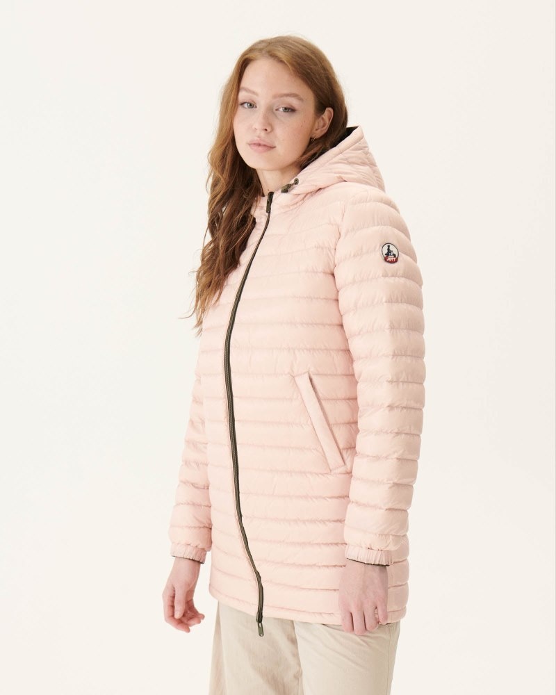 Olive / Light Pink JOTT Roma Long Reversible Women's Down Jackets | JTF-7820