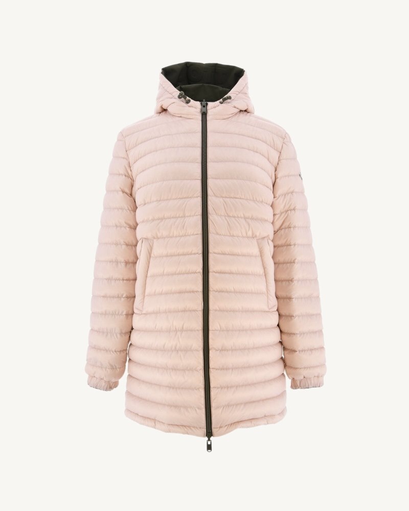 Olive / Light Pink JOTT Roma Long Reversible Women's Down Jackets | JTF-7820