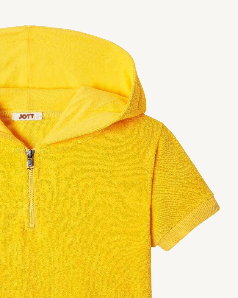 Orange JOTT Mini Citron Hooded Cotton Terry Kids' Dress | WMN-2526