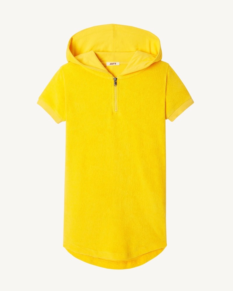 Orange JOTT Mini Citron Hooded Cotton Terry Kids\' Dress | WMN-2526