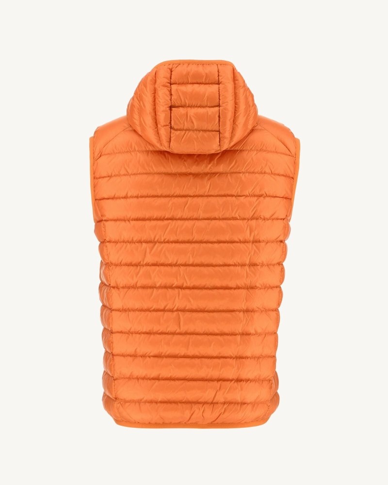 Orange JOTT Pat Hooded Sleeveless Men's Down Jackets | JZS-1114