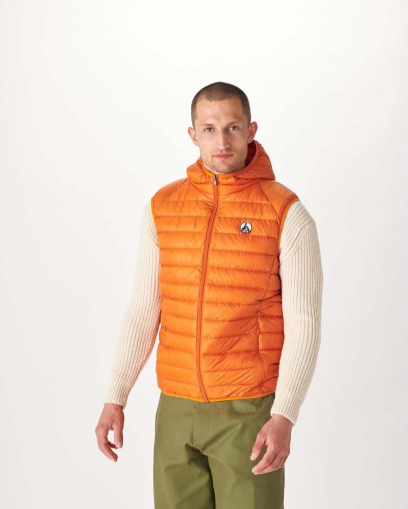 Orange JOTT Pat Hooded Sleeveless Men\'s Down Jackets | JZS-1114