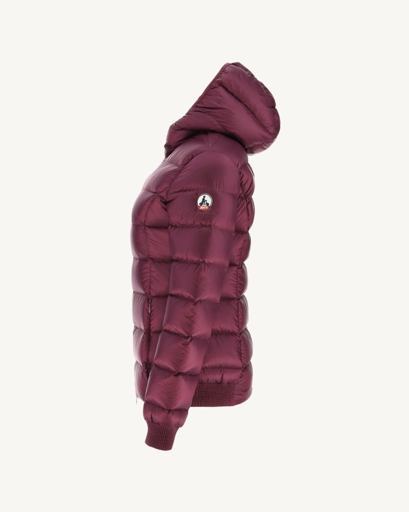 Purple JOTT Celine Eggplant Hooded Women's Puffer Jackets | PUD-5669