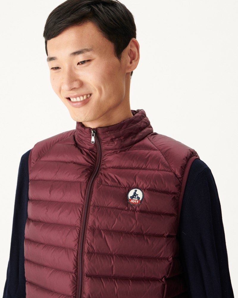 Purple JOTT Eggplant Tom Sleeveless Men's Down Jackets | QTH-2700