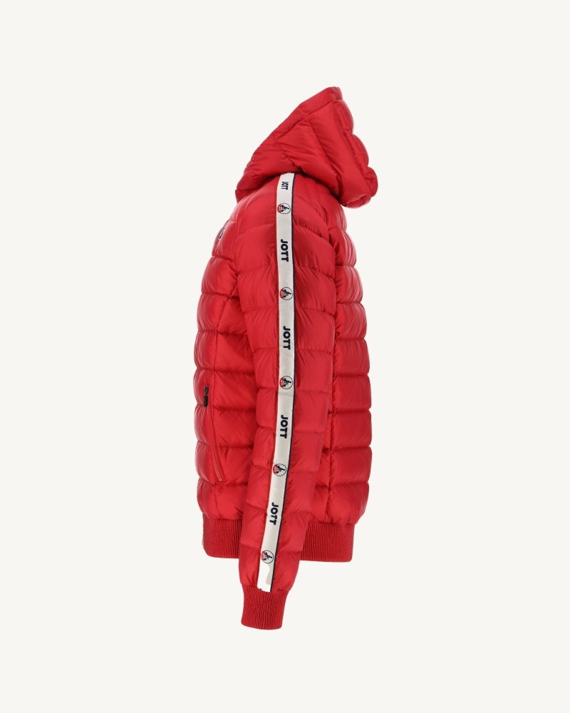 Red JOTT Ankara Great Cold Hooded Men's Down Jackets | NUP-4086