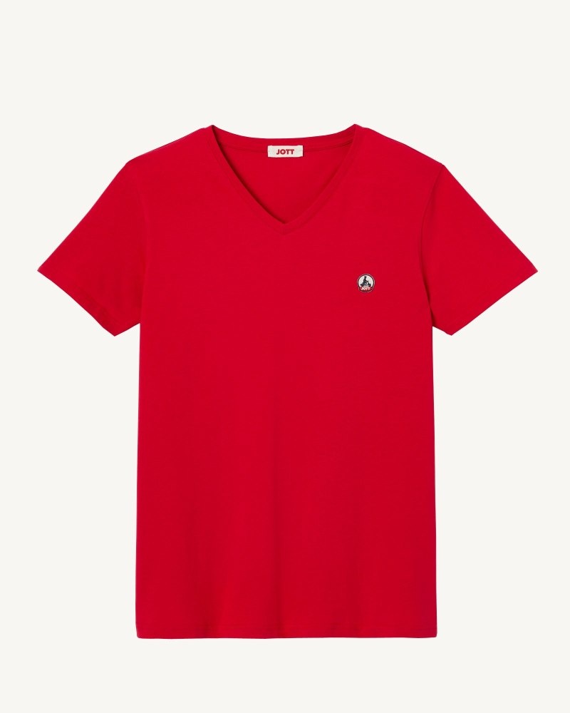 Red JOTT Benito Organic Cotton Men's T Shirts | OZK-0183