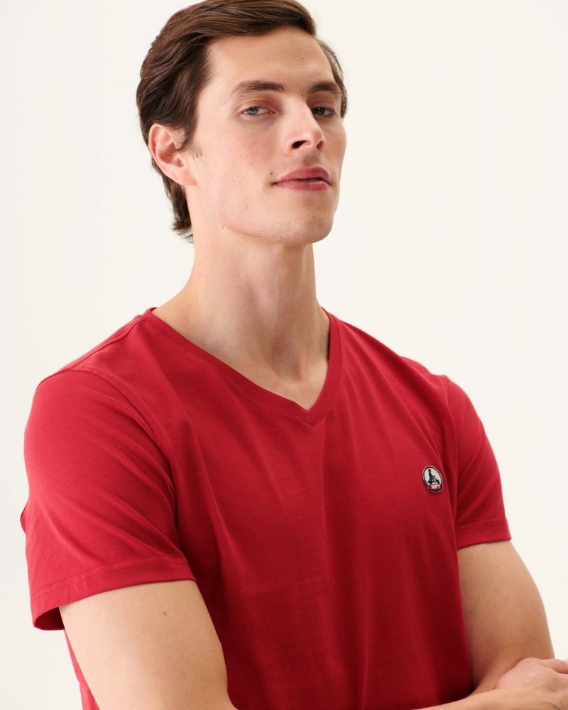 Red JOTT Benito Organic Cotton Men's T Shirts | OZK-0183