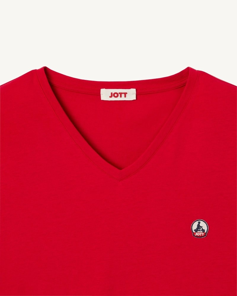 Red JOTT Benito Organic Cotton Men's T Shirts | OZK-0183