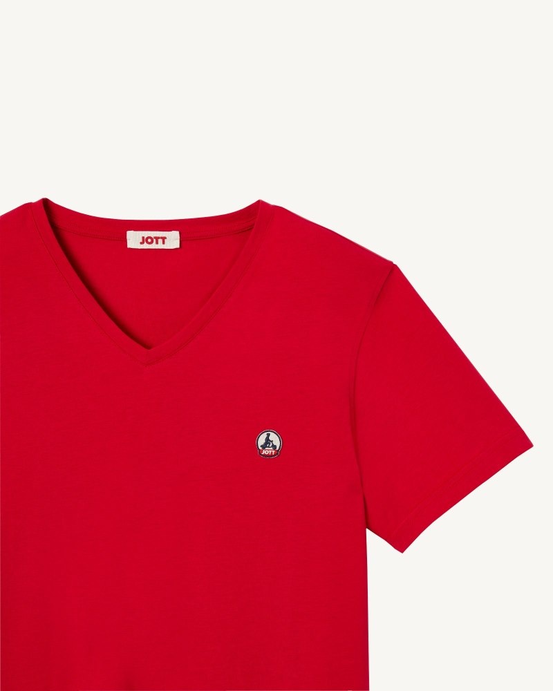 Red JOTT Benito Organic Cotton Men's T Shirts | OZK-0183