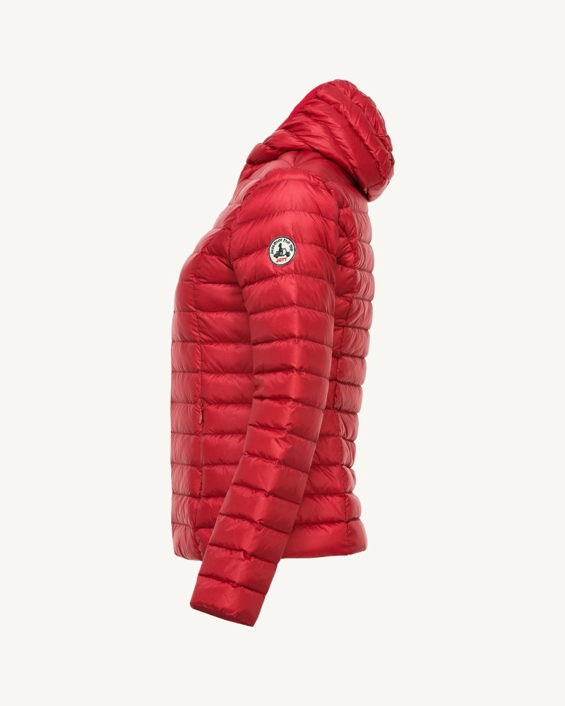 Red JOTT Cloe Light Hooded Women's Puffer Jackets | ZNU-7827