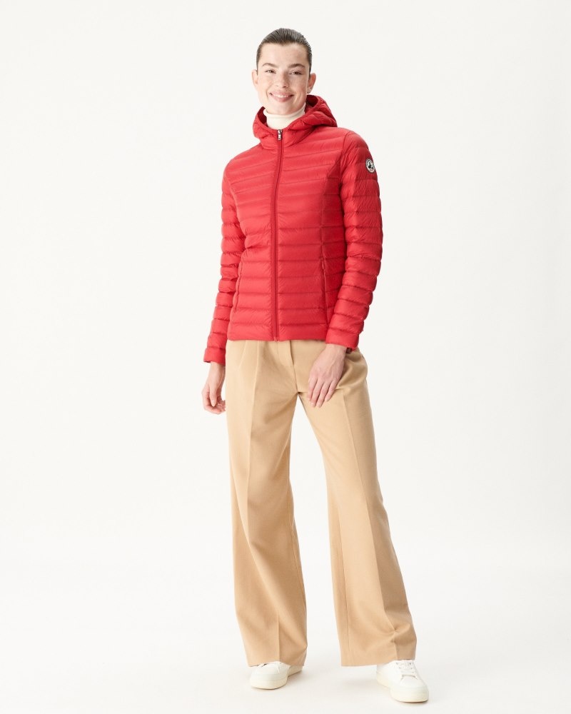 Red JOTT Cloe Light Hooded Women's Puffer Jackets | ZNU-7827