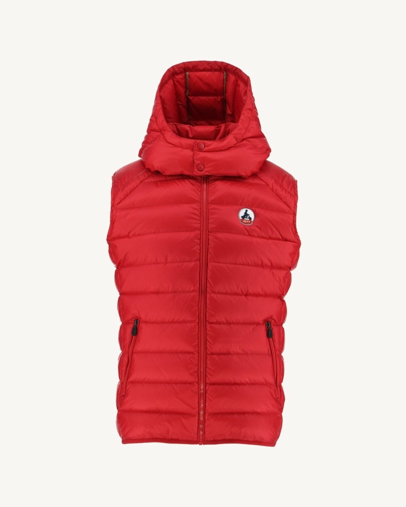 Red JOTT Grand Cold Sleeveless Men's Down Jackets | LVL-3843