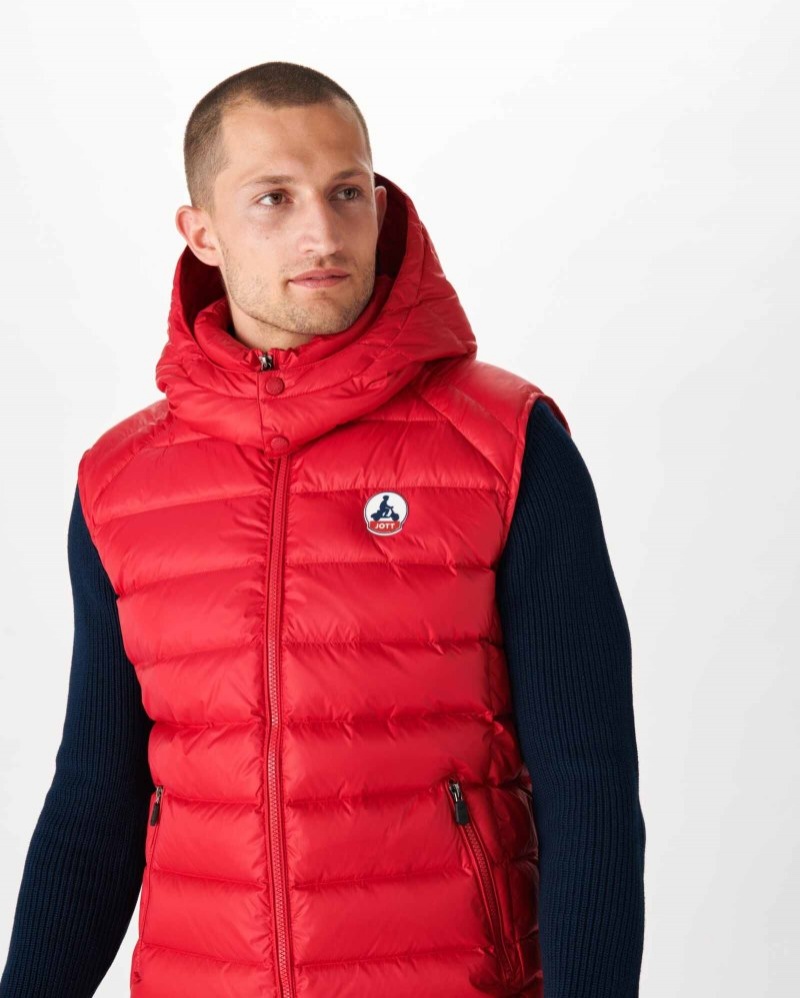 Red JOTT Grand Cold Sleeveless Men's Down Jackets | LVL-3843